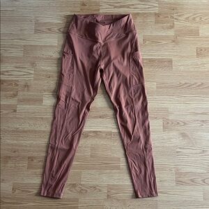 Rust High-Waisted Cross-Over Leggings with Pockets
